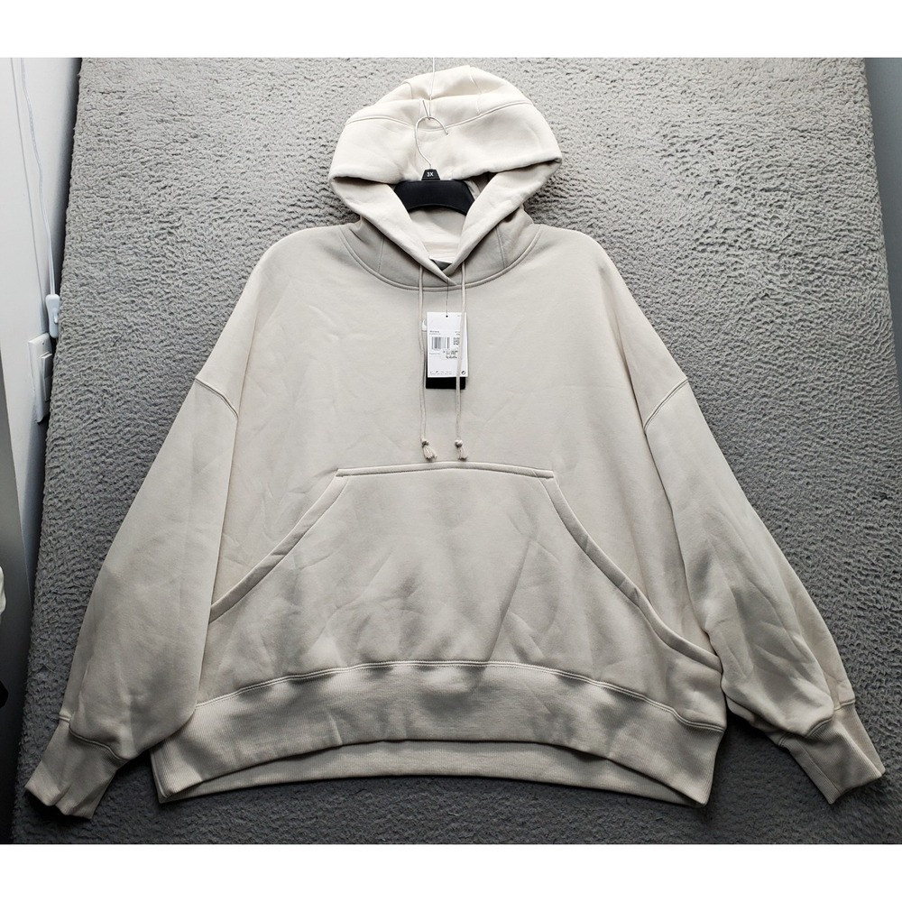 Nike Sportswear Hoodie Womens XXL Tan Fleece Lined Oversized Pullover DQ5858-104